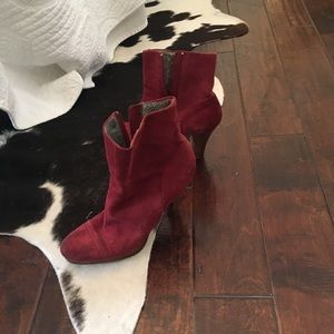 Red suede boots
